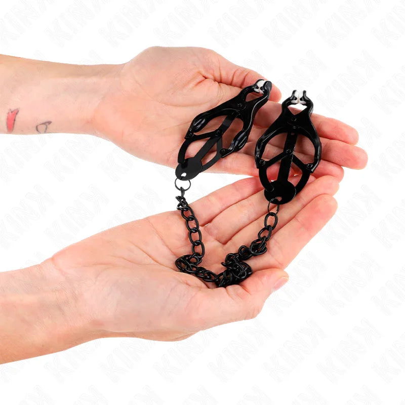 KINK - PINZAS PARA PEZONES ESTILO JAPONÉS CON CADENA NEGRO 30 CM - Nuvica