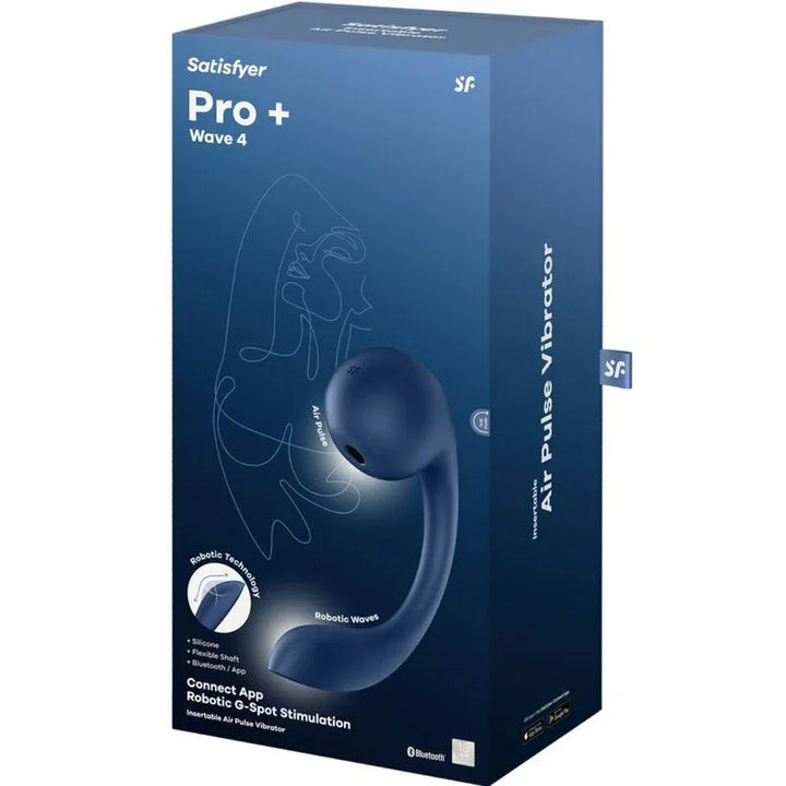SATISFYER - PRO+ WAVE 4 ESTIMULADOR PUNTO G & AIR PULSE APLICACIÓN GRATUITA AZUL OSCURO - Nuvica
