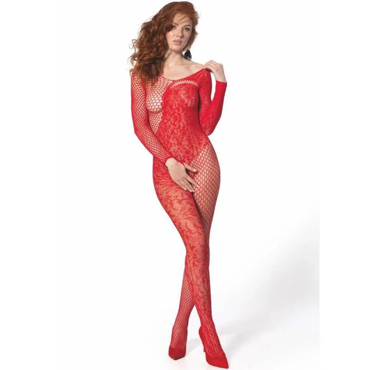 PASSION - BS 107 BODYSTOCKING ROJO TALLA ÚNICA - Nuvica