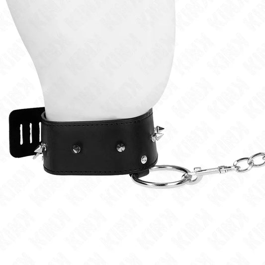 KINK - COLLAR CON CORREA 65 CM CON TACHUELAS PLATEADAS MODELO 2 AJUSTABLE 36-43 CM X 5 CM - Nuvica