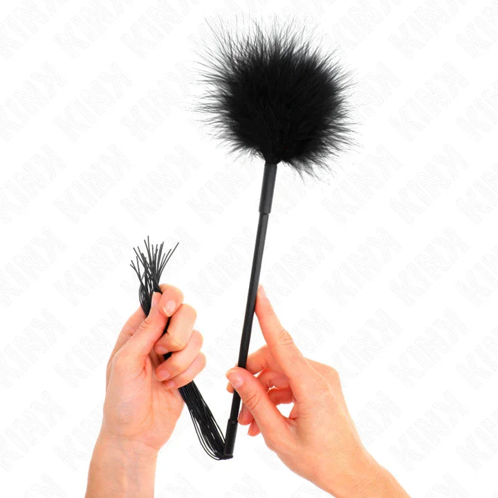 KINK - LÁTIGO DE SILICONA CON PLUMAS PARA COSQUILLAS 47 CM - Nuvica