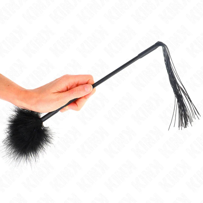 KINK - LÁTIGO DE SILICONA CON PLUMAS PARA COSQUILLAS 47 CM - Nuvica