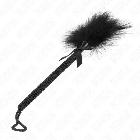 KINK - MASAJEADOR DE CUERDA DE NAILON CON PLUMAS PARA COSQUILLAS Y LAZO NEGRO 25 CM - Nuvica