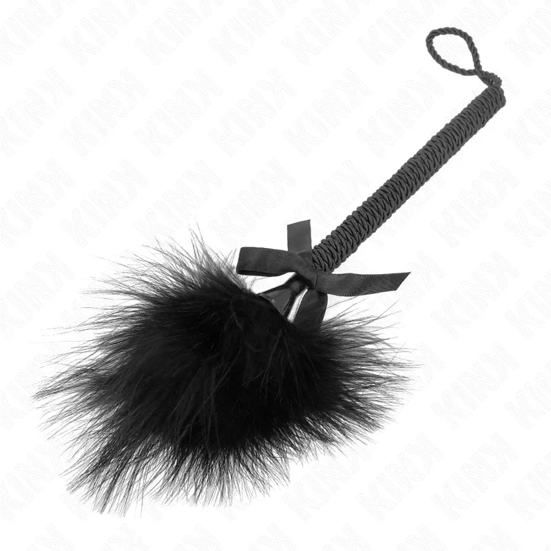 KINK - MASAJEADOR DE CUERDA DE NAILON CON PLUMAS PARA COSQUILLAS Y LAZO NEGRO 25 CM - Nuvica