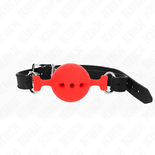 KINK - MORDAZA 55 x 2 CM DE BOLA 4.5 CM DE SILICONA COMPLETA TALLA M ROJO AJUSTABLE 35-51 CM - Nuvica