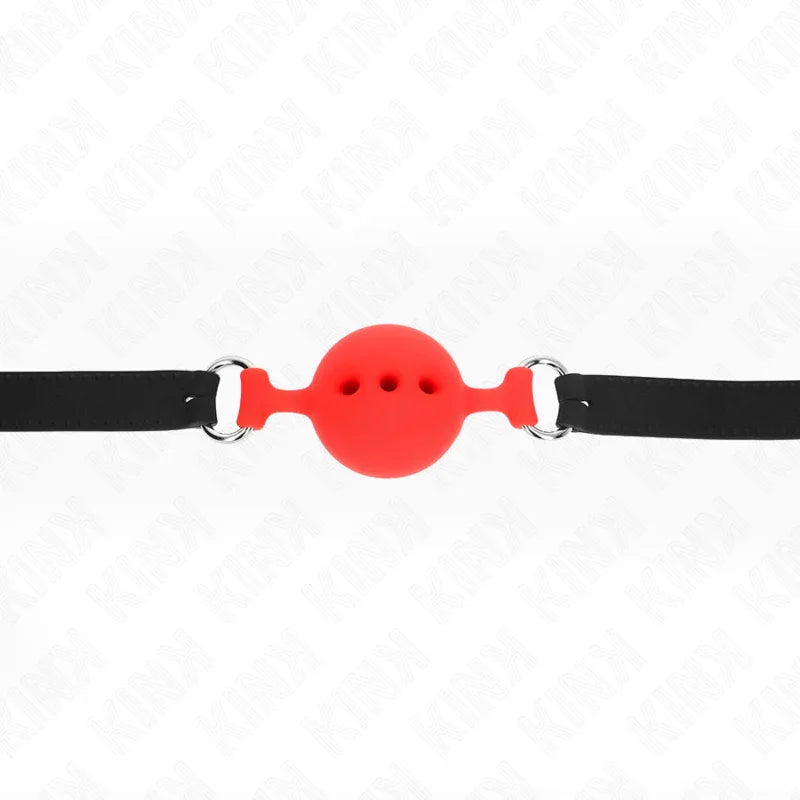 KINK - MORDAZA 55 x 2 CM DE BOLA 4.5 CM DE SILICONA COMPLETA TALLA M ROJO AJUSTABLE 35-51 CM - Nuvica