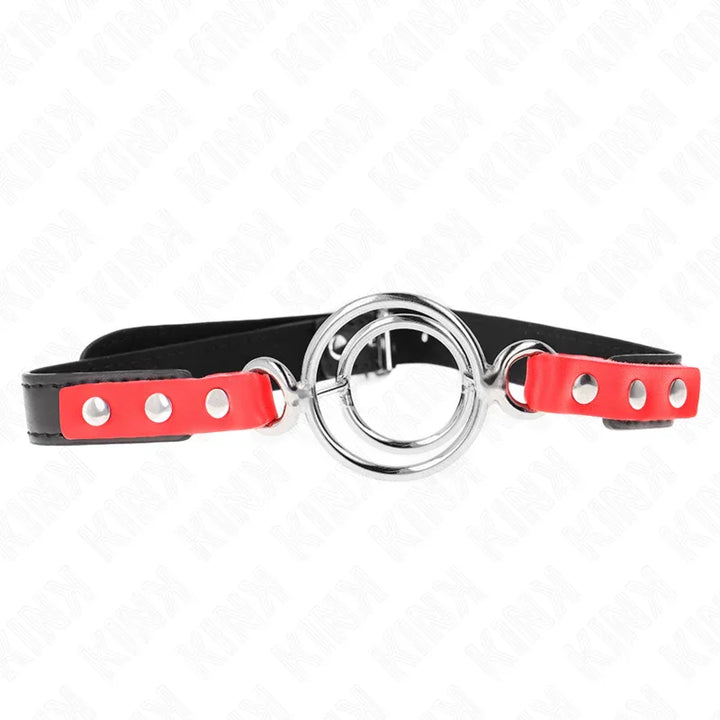 KINK - MORDAZA CON MÚLTIPLES JUNTAS TÓRICAS 4 / 4.8 CM ROJO AJUSTABLE 38 X 56 CM - Nuvica