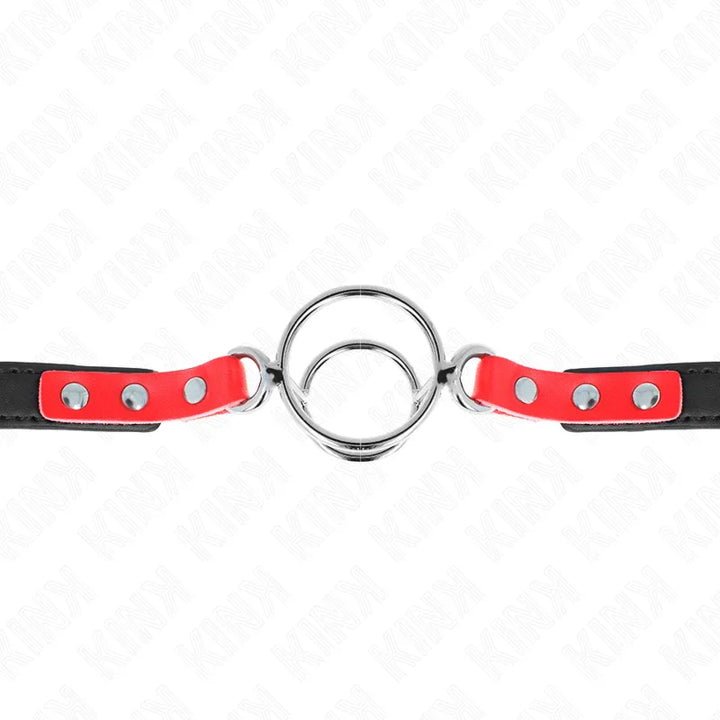 KINK - MORDAZA CON MÚLTIPLES JUNTAS TÓRICAS 4 / 4.8 CM ROJO AJUSTABLE 38 X 56 CM - Nuvica