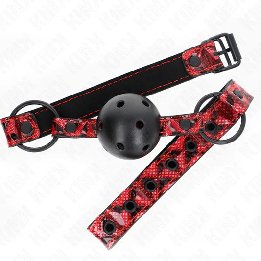 KINK - MORDAZA DE BOLA 4.5 CM CON PATRÓN DE DIAMANTE MODELO 2 64.5 CM AJUSTABLE 42- 60 CM - Nuvica