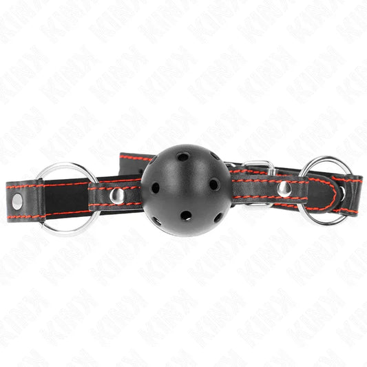 KINK - MORDAZA DE BOLA 4.5 CM NEGRA DURA HUECA MODELO 2 65 x 2.5 CM - Nuvica