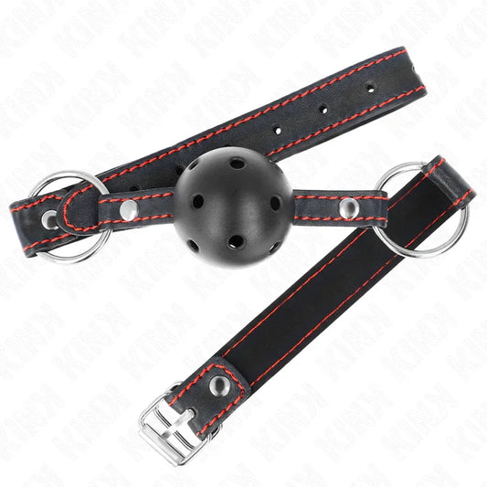 KINK - MORDAZA DE BOLA 4.5 CM NEGRA DURA HUECA MODELO 2 65 x 2.5 CM - Nuvica