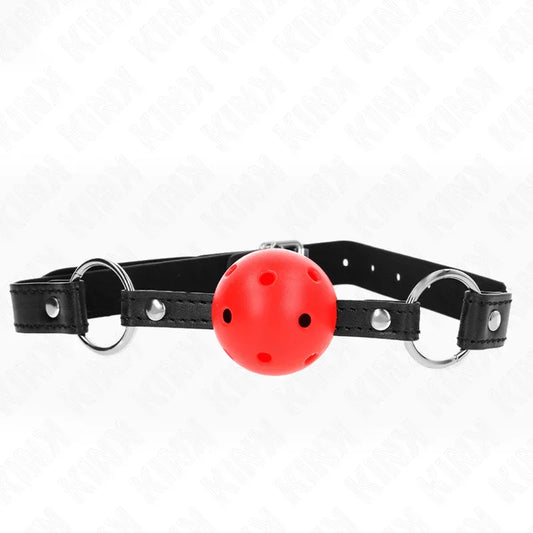 KINK - MORDAZA DE BOLA 4.5 CM ROJA DURA HUECA MODELO 1 63.5 X 2 CM - Nuvica