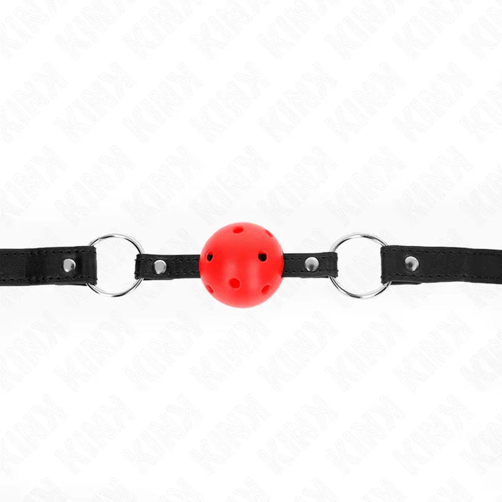 KINK - MORDAZA DE BOLA 4.5 CM ROJA DURA HUECA MODELO 1 63.5 X 2 CM - Nuvica