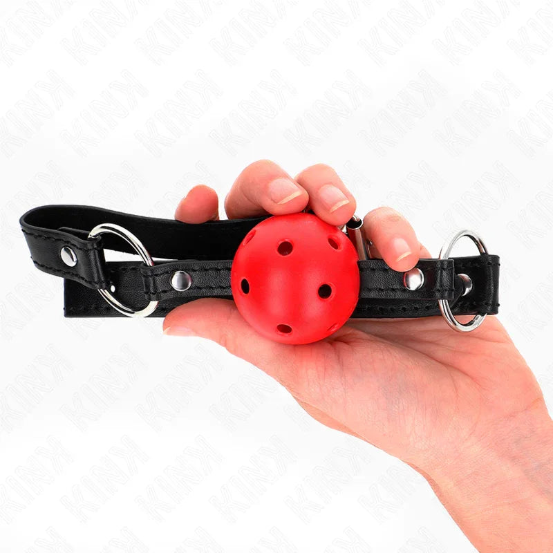 KINK - MORDAZA DE BOLA 4.5 CM ROJA DURA HUECA MODELO 1 63.5 X 2 CM - Nuvica