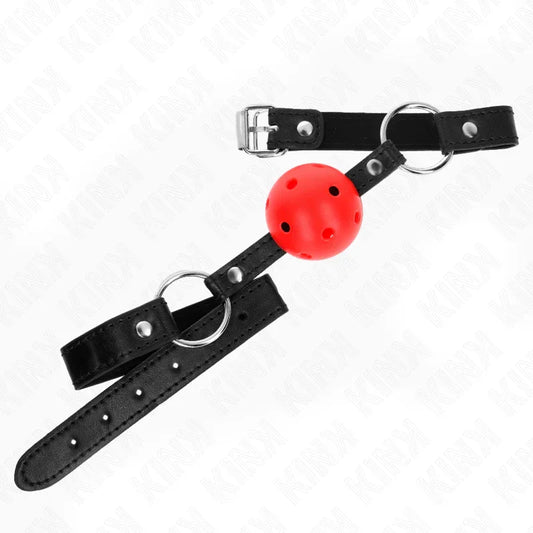 KINK - MORDAZA DE BOLA 4.5 CM ROJA DURA HUECA MODELO 1 63.5 X 2 CM - Nuvica