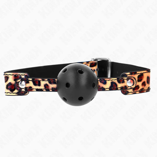 KINK - MORDAZA DE BOLA 4.5 CM TRANSPIRABLE LEOPARDO 65 x 2.5 CM - Nuvica