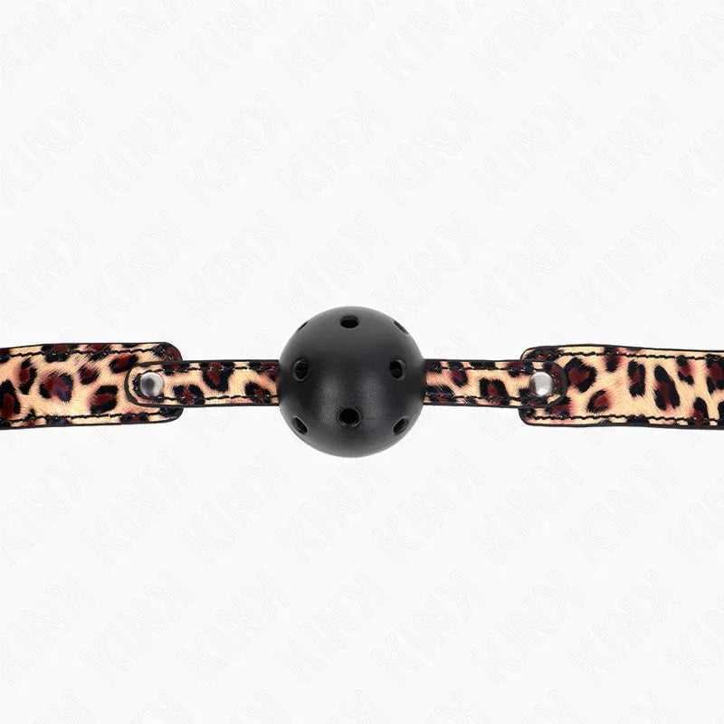 KINK - MORDAZA DE BOLA 4.5 CM TRANSPIRABLE LEOPARDO 65 x 2.5 CM - Nuvica