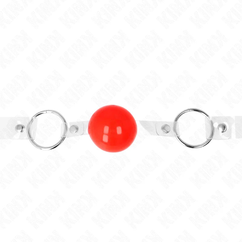 KINK - MORDAZA DE BOLA ROJA DE PVC TRANSPARENTE AJUSTABLE - Nuvica