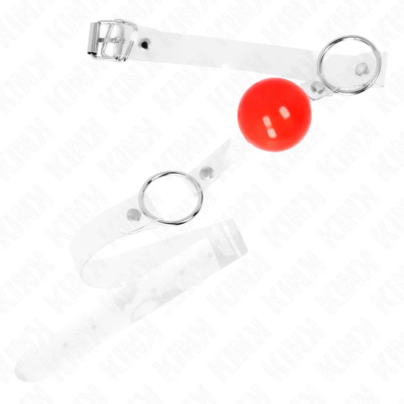 KINK - MORDAZA DE BOLA ROJA DE PVC TRANSPARENTE AJUSTABLE - Nuvica