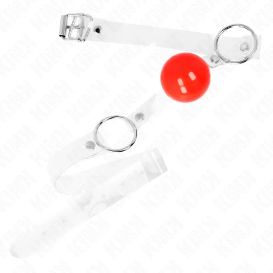 KINK - MORDAZA DE BOLA ROJA DE PVC TRANSPARENTE AJUSTABLE - Nuvica