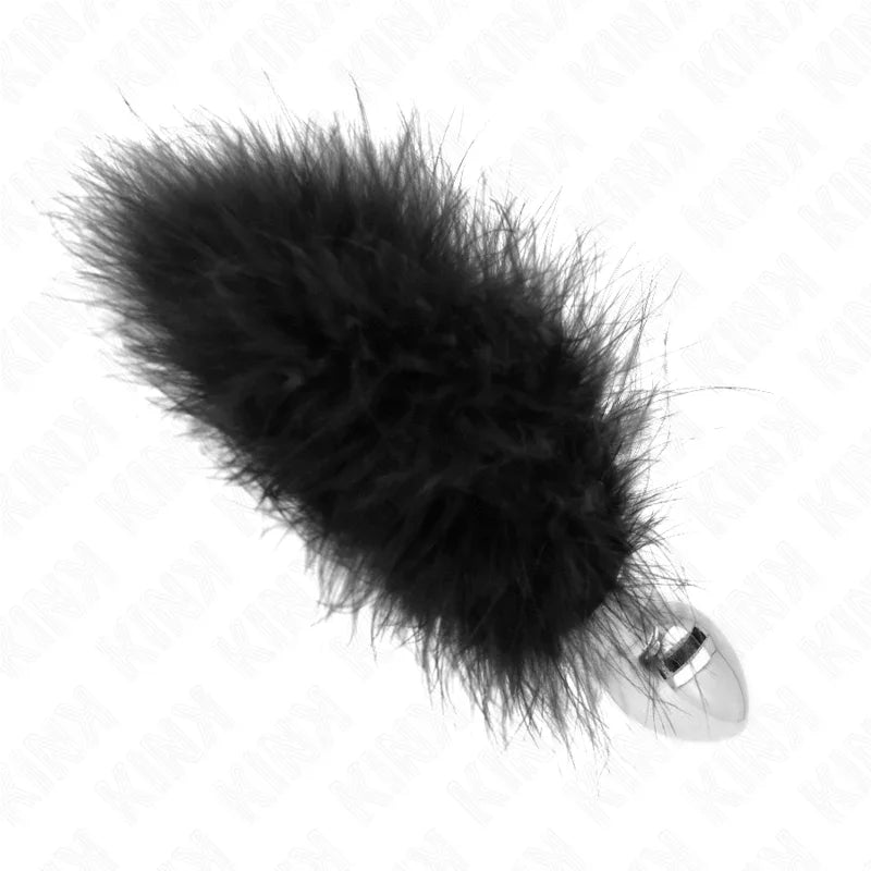 KINK - PLUG ANAL 11 x 7 CM ACERO INOXIDABLE CON PLUMA 11 CM - Nuvica