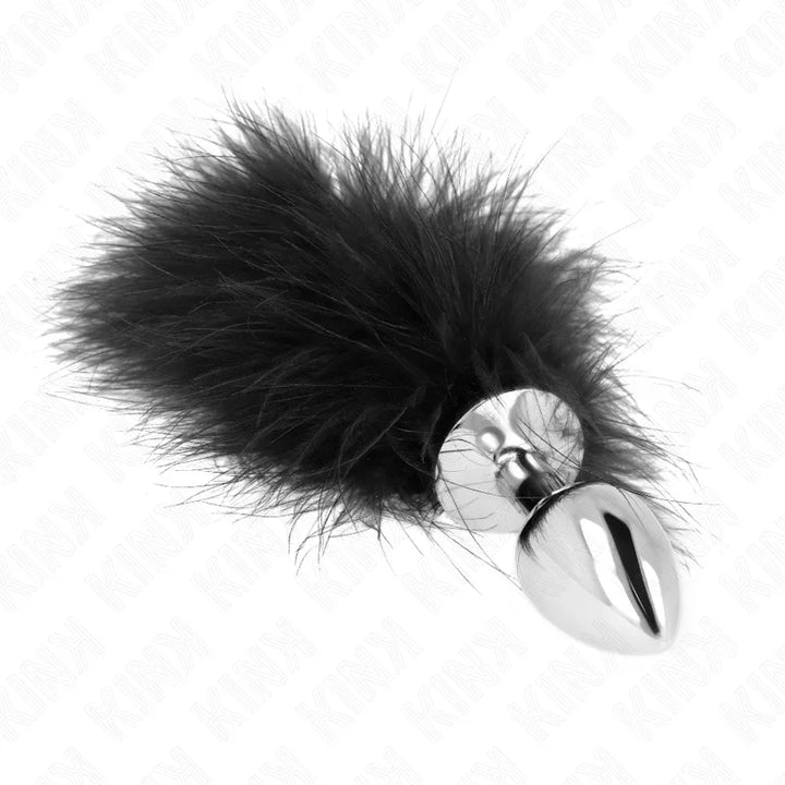 KINK - PLUG ANAL 11 x 7 CM ACERO INOXIDABLE CON PLUMA 11 CM - Nuvica