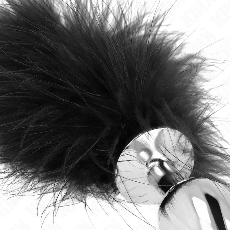 KINK - PLUG ANAL 11 x 7 CM ACERO INOXIDABLE CON PLUMA 11 CM - Nuvica