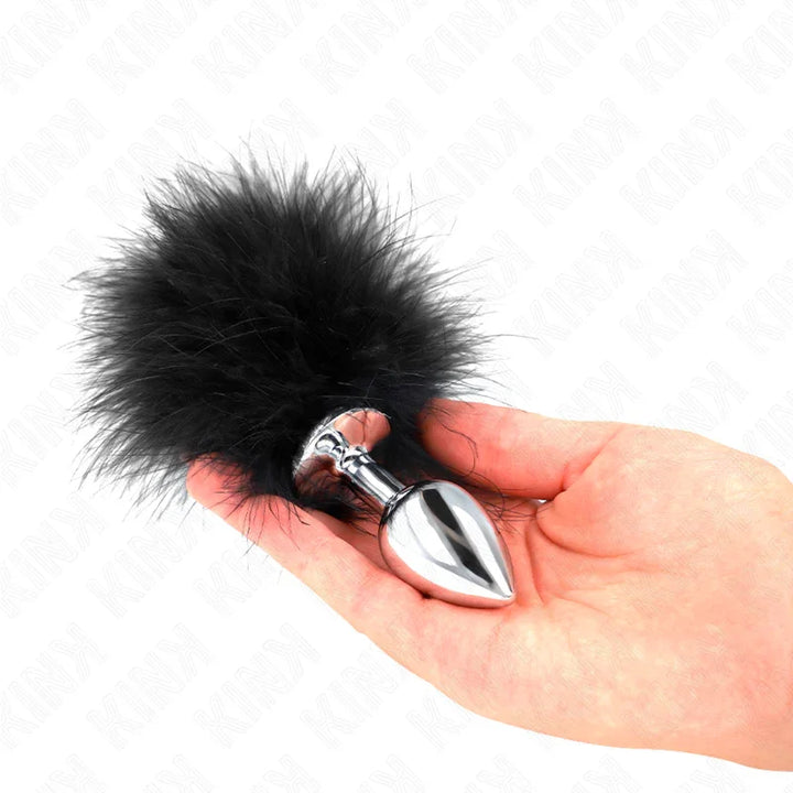 KINK - PLUG ANAL 11 x 7 CM ACERO INOXIDABLE CON PLUMA 11 CM - Nuvica