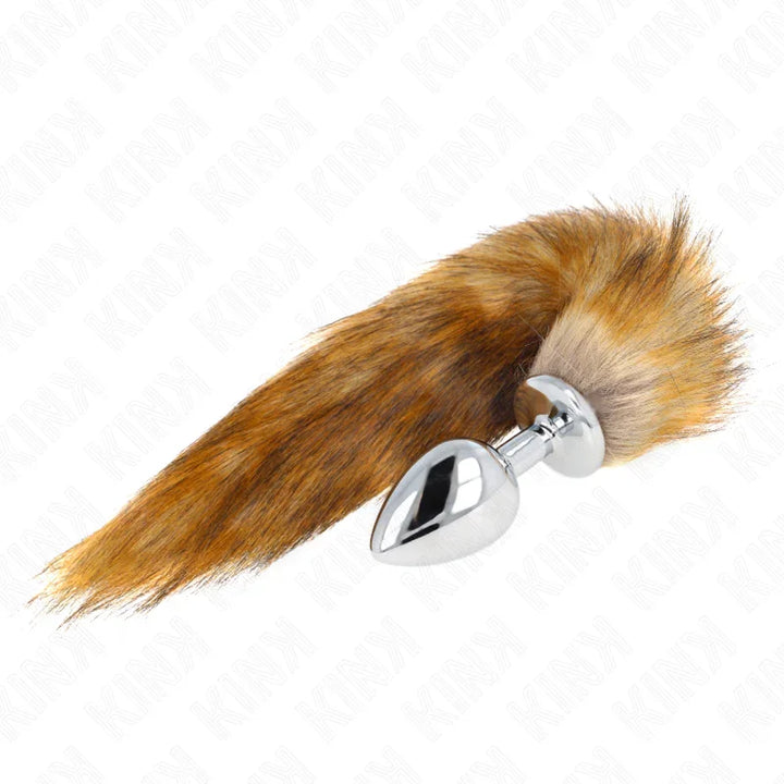 KINK - PLUG ANAL TALLA L 10 X 4 CM CON COLA SINTÉTICA 40 CM MARRÓN - Nuvica