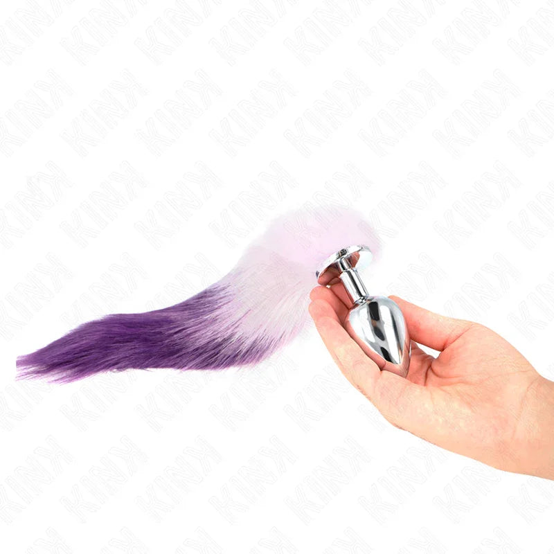 KINK - PLUG ANAL TALLA L 10 X 4 CM CON COLA SINTÉTICA 40 CM VIOLETA - Nuvica