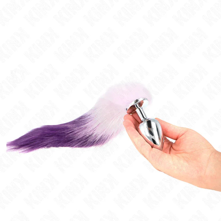 KINK - PLUG ANAL TALLA L 10 X 4 CM CON COLA SINTÉTICA 40 CM VIOLETA - Nuvica