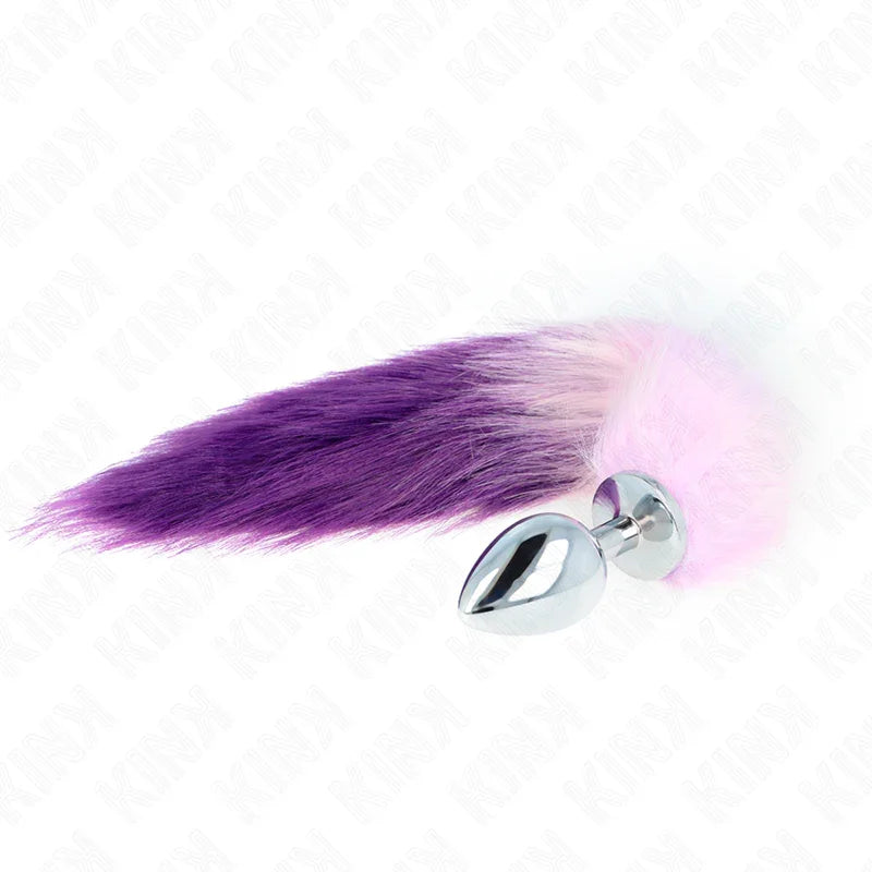 KINK - PLUG ANAL TALLA L 10 X 4 CM CON COLA SINTÉTICA 40 CM VIOLETA - Nuvica
