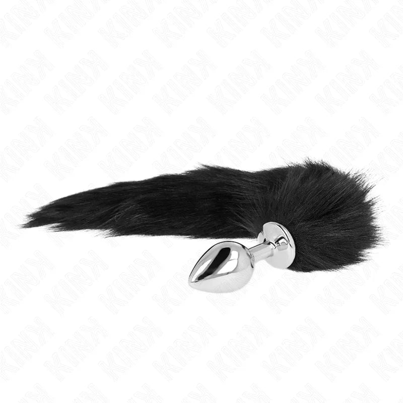 KINK - PLUG ANAL TALLA M 8 X 3.5 CM CON COLA SINTÉTICA 40 CM NEGRO - Nuvica