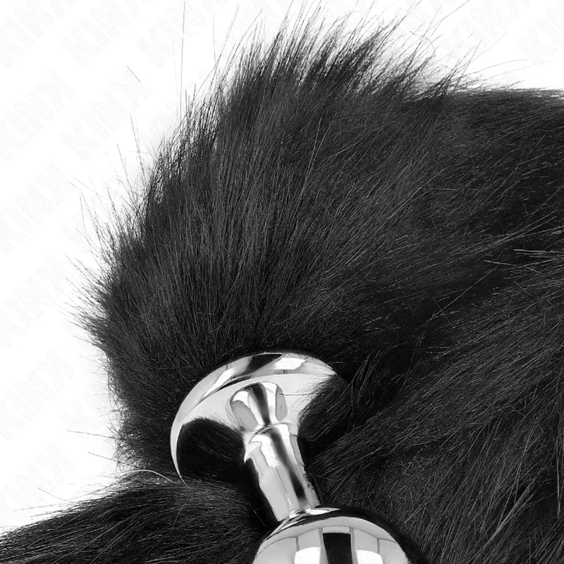 KINK - PLUG ANAL TALLA M 8 X 3.5 CM CON COLA SINTÉTICA 40 CM NEGRO - Nuvica