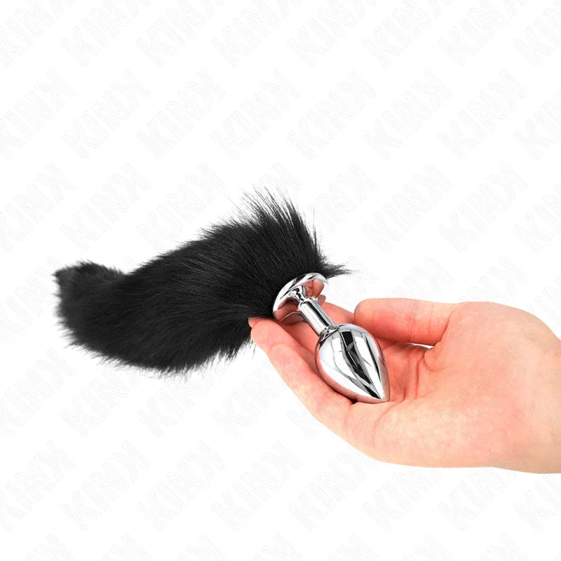 KINK - PLUG ANAL TALLA M 8 X 3.5 CM CON COLA SINTÉTICA 40 CM NEGRO - Nuvica