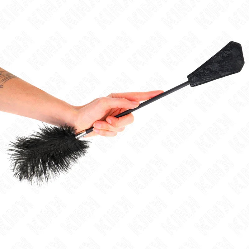 KINK - PLUMAS DE AVESTRUZ PARA COSQUILLAS CON PALETA DE ENCAJE 56 CM - Nuvica