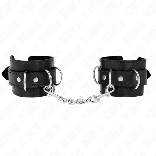 KINK - MUÑEQUERAS CON 3 ANILLAS EN D AJUSTABLE NEGRO 17.5-25 CM X 6 CM - Nuvica