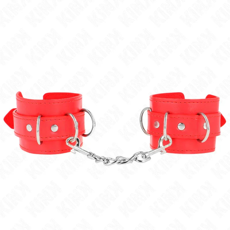 KINK - MUÑEQUERAS CON 3 ANILLAS EN D AJUSTABLE ROJO 17.5-25 CM X 6 CM - Nuvica