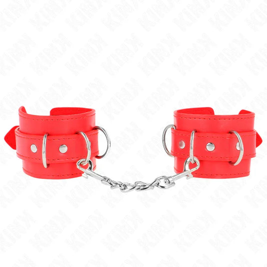 KINK - MUÑEQUERAS CON 3 ANILLAS EN D AJUSTABLE ROJO 17.5-25 CM X 6 CM - Nuvica