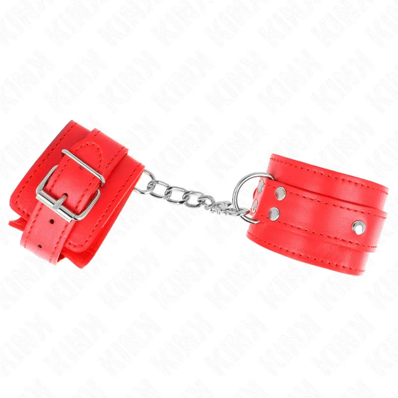 KINK - MUÑEQUERAS CON 3 ANILLAS EN D AJUSTABLE ROJO 17.5-25 CM X 6 CM - Nuvica