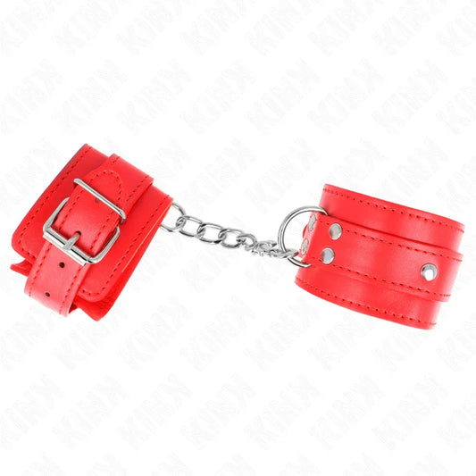 KINK - MUÑEQUERAS CON 3 ANILLAS EN D AJUSTABLE ROJO 17.5-25 CM X 6 CM - Nuvica
