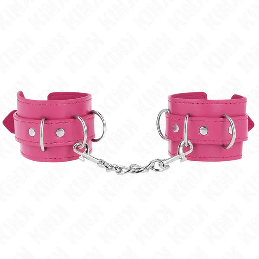 KINK - MUÑEQUERAS CON 3 ANILLAS EN D AJUSTABLE ROSA 17.5-25 CM X 6 CM - Nuvica