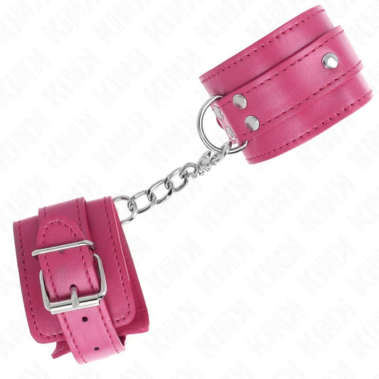 KINK - MUÑEQUERAS CON 3 ANILLAS EN D AJUSTABLE ROSA 17.5-25 CM X 6 CM - Nuvica