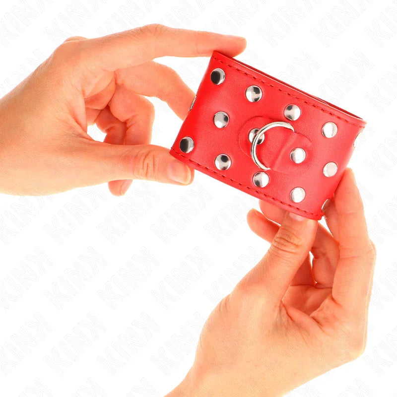 KINK - MUÑEQUERAS CON CIERRE A PRESIÓN LLENO DE TACHUELAS AJUSTABLE ROJO 19-24 CM X 5.5 CM - Nuvica