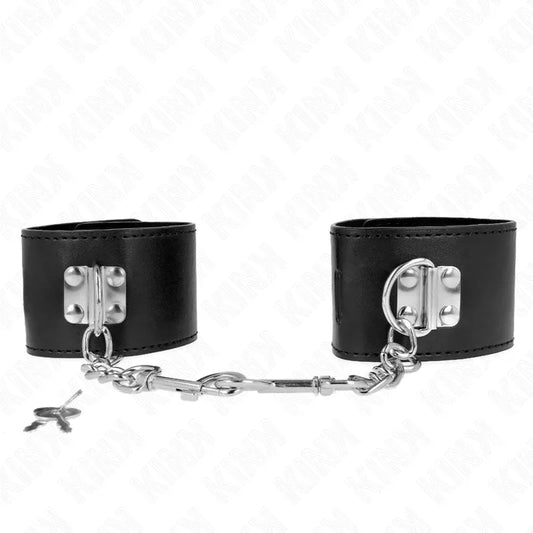 KINK - MUÑEQUERAS CON CIERRE CANDADO NEGRO AJUSTABLE 16-23 CM X 5.5 CM - Nuvica