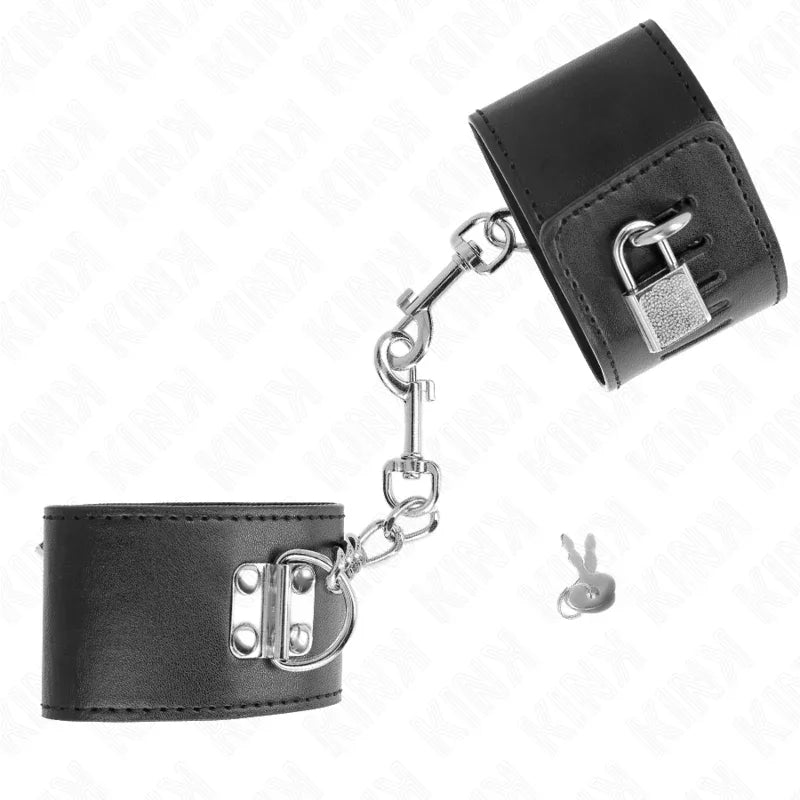 KINK - MUÑEQUERAS CON CIERRE CANDADO NEGRO AJUSTABLE 16-23 CM X 5.5 CM - Nuvica