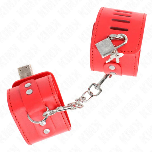 KINK - MUÑEQUERAS CON CIERRE CANDADO ROJO AJUSTABLE 16-23 CM X 5.5 CM - Nuvica