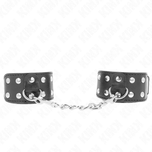 KINK - MUÑEQUERAS CON DOBLE LÍNEA DE TACHUELAS AJUSTABLE NEGRO - Nuvica