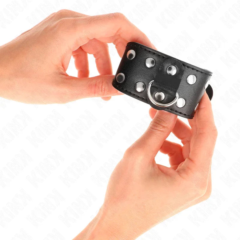 KINK - MUÑEQUERAS CON DOBLE LÍNEA DE TACHUELAS AJUSTABLE NEGRO - Nuvica
