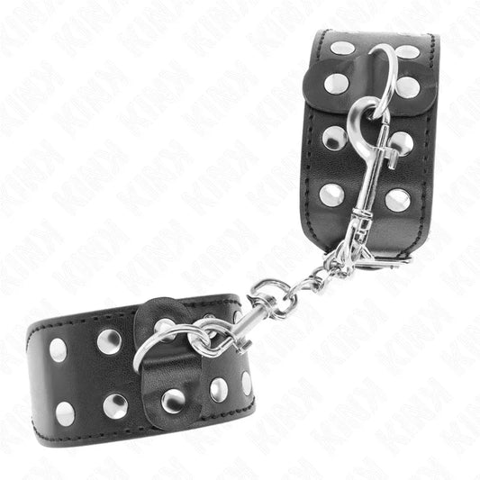 KINK - MUÑEQUERAS CON DOBLE LÍNEA DE TACHUELAS AJUSTABLE NEGRO - Nuvica